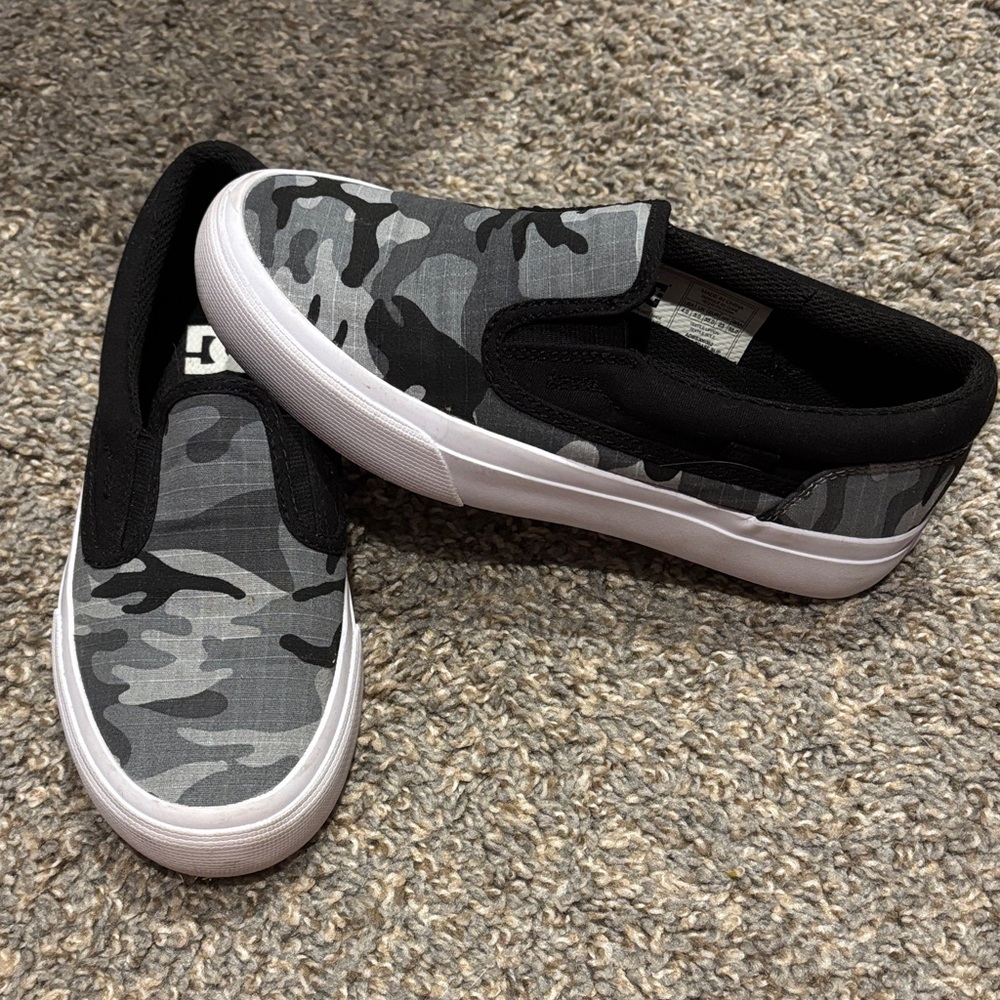 DC Gray Camouflage Slip-On Sneakers